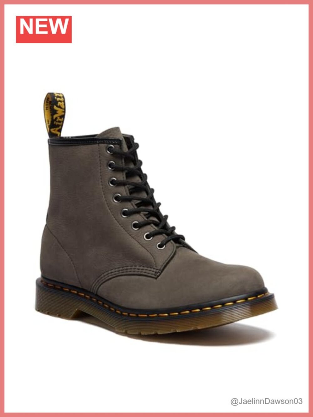 Dr. Martens 1460 Milled Nubuck WP Leather Lace-Up Combat Boots